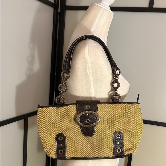 Adrienne Vittadini Brown and Yellow Shoulder Bag - Picture 1 of 11